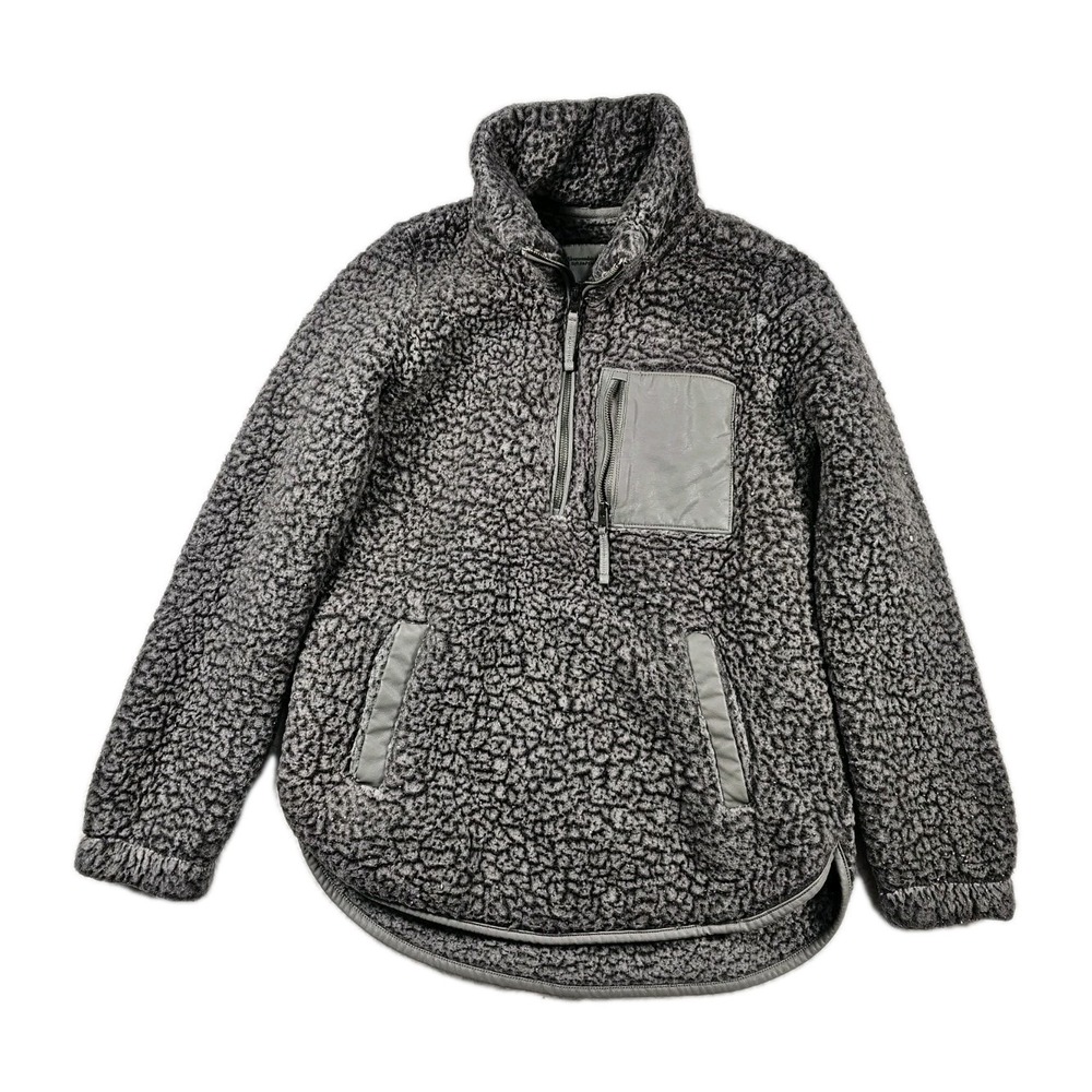 Abercrombie & Fitch Soft A&F Sherpa 1/4 Zip Pullover Womens Small Grey